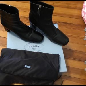 Prada zip ankle booties, black size 10 us